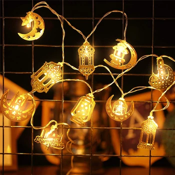 1.65м 10 ламп Eid Mubarak Moon Star LED String Light Украшение Рамадана 2023 Декор комнаты Эстетичный Мубарак На Луну Рамадан