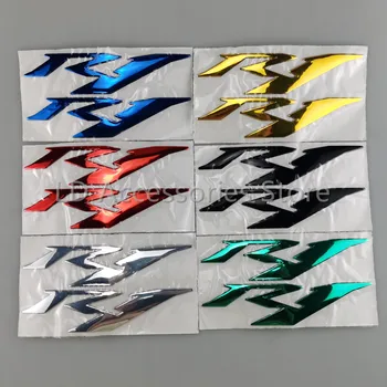 1 Пара хромированных наклеек на мотоцикл с логотипом R1, 3D декорированных рельефными наклейками, чехол для значка Yamaha R1, 6 цветов