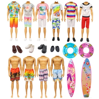 10 шт. Комплект кукольной одежды и аксессуаров для 12-дюймовых кукол-мальчиков включает в себя 4 наряда, 2 пляжных шорты, 2 туфли, 1 Кольцо для плавания, 1 доску для серфинга.