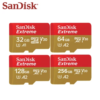 100% Оригинальная Карта SanDisk Extreme Micro SD 128 ГБ 256 ГБ 64 ГБ SDXC A2 U3 32 ГБ SDHC A1 V30 Карта Памяти Flash Microsd С Адаптером