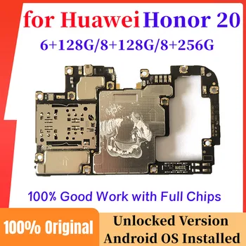 100% Оригинальная материнская плата для Huawei Honor 20 Материнская плата Разблокированная печатная плата Гибкий кабель Логическая плата Полностью протестирована, работает хорошо
