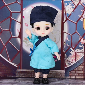 16 см Древнекитайская кукла Hanfu Комплект одежды 1/8 BJD Кукла с головным убором Кукла-персонаж народной сказки Портативные игрушки для девочек Подарки