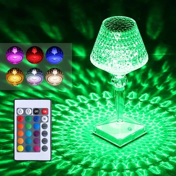 16 цветов, заряжаемая через USB сенсорная настольная лампа с кристаллами алмазов для спальни, гостиной, столовой, украшения, Перезаряжаемая ночная лампа
