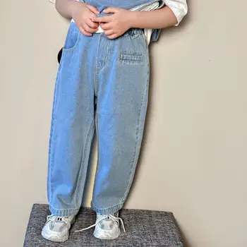 2023 Джинсовые брюки для девочек и мальчиков, модные весенние детские джинсовые брюки 2-8 лет