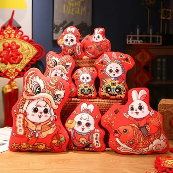 2023 Кукла-талисман кролика на Китайский Новый год, украшения для Весеннего фестиваля, Китайский новогодний декор, Кролик-талисман Зодиака, подарки для детей
