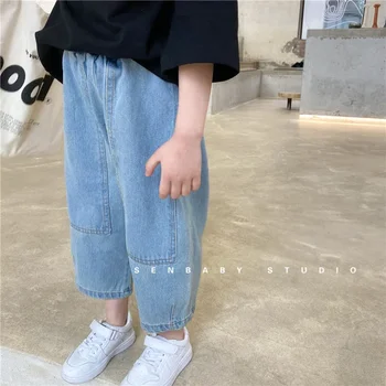 2023 Лето Весна Детские джинсы с длинными карманами Корейский стиль Простой повседневный Продвинутый Мягкий Новый дизайн Мода для девочек