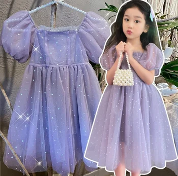 2023 новое летнее платье принцессы для девочек хорошего качества, модные вечерние платья для девочек от 2 до 9 лет E678