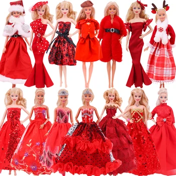 30-сантиметровая кукольная одежда Красное плюшевое пальто наряд Платье принцессы Модный костюм для барби 11,8-дюймовая кукла Повседневная одежда Подарки для девочек