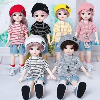 30-сантиметровая толстая кукла BJD для мальчиков и девочек с 3D-имитацией глаз, несколькими активными суставами, игрушки-одевалки своими руками