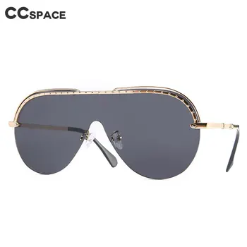 46296 Солнцезащитные очки в полурамке с выпученными глазами большого размера, роскошные мужские женские модные очки с одной линзой с заклепками, винтажные очки Uv400
