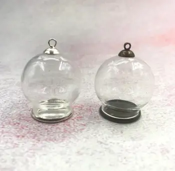 5 шт./лот 30x20 мм Прозрачный полый стеклянный глобус с бронзовым/серебряным основанием, крышка для лотка, стеклянный флакон, подвеска, бутылки для пожеланий, свадебный декор