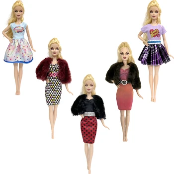 5 шт. / лот, Новое пальто, модное платье, повседневная одежда, юбка, красивая праздничная одежда ручной работы, модное платье для куклы Барби