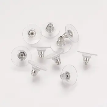 50шт латунных прозрачных пластиковых ушных гаек, задников для сережек, ювелирных аксессуаров 11x11x7 мм, отверстие: 1 мм