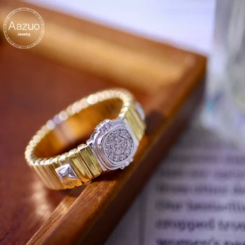 Aazuo Fine Jewelry 18-Килограммовое Желтое Золото С Настоящими Бриллиантами Обручальное Кольцо Подарок Для Женщин Роскошный Свадебный Halo anillos mujer