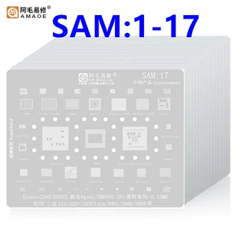 Amaoe SAM1-17 Трафарет для Реболлинга BGA Samsung Всех серий A J S Note Полный Ассортимент Зарядного устройства Для процессора Exynos IC Tin Net Repair