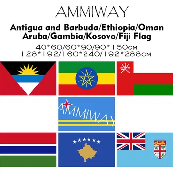 AMMEWAY Любого размера Антигуа и Барбуда, Эфиопия, Аруба, Гамбия, Косово, Фиджи, одинарные и двойные Национальные флаги и растяжки из полиэстера