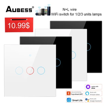 Aubess Tuya Умный Выключатель света wifi Релейный модуль 1/2/3/4 Банды Smart Life/Tuya App Control Работает с Alexa Google Home 110V 220V