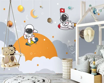 beibehang Custom новый современный расписанный вручную мультяшный космический корабль астронавта фон детской комнаты обои papel de parede