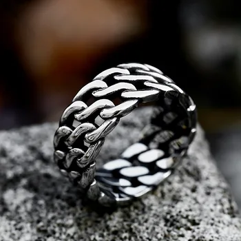BEIER 2023 Новый дизайн, Вязаное кольцо с цепочкой из нержавеющей стали, кольцо с узлом, простые модные украшения в стиле ретро для мужчин, подарок