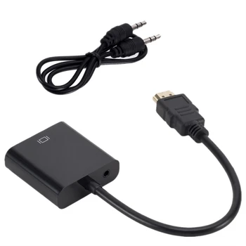 HD 1080P Конвертер кабеля HDMI в VGA с источником питания аудио Конвертер HDMI между мужчинами и VGA женщинами Адаптер для планшета, ноутбука, ПК, телевизора