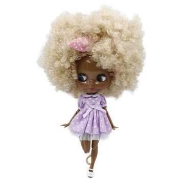 ICY DBS Blyth кукла № QE337 Кремово-белые вьющиеся волосы в стиле афро, совместное тело, Супер черная кожа 1/6 bjd ob24 аниме девушка