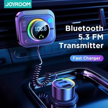 Joyroom FM Bluetooth 5.3 FM/AUX Bluetooth Автомобильный Адаптер автомобильное зарядное устройство Усиление басов 3 Порта PD и QC 3.0 FM Bluetooth Автомобильный Передатчик