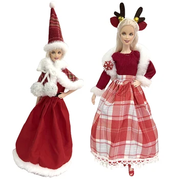 NK, Новейший комплект из 2 предметов, Принцесса, Рождественская Новогодняя зимняя одежда, Благородное вечернее платье для Барби, Аксессуары, Кукла, Подарок для девочек