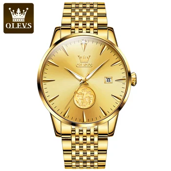 OLEVS Модные бренды Мужские механические часы из нержавеющей стали Водонепроницаемые светящиеся часы с автоматической датой Роскошные деловые мужские наручные часы