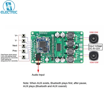QCC3031 Bluetooth Аудио 5,0 Плата усилителя мощности 10 Вт/15 Вт * 2 Стерео Двухканальный SBC AAC APTX APTXLL APTXHD
