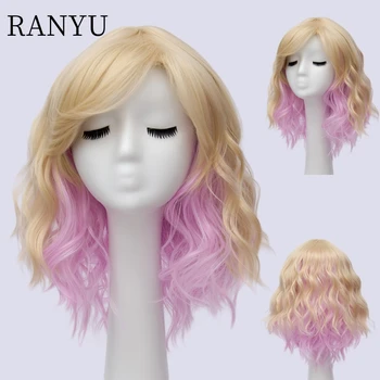 RANYU Синтетический короткий волнистый парик Боб для ролевых игр с челкой из термостойкого волокна, парик Лолиты, женский головной убор