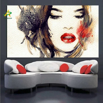 YWDECOR Модный современный HD принт, красные губы, сексуальная девушка, картина на холсте, картина маслом на холсте, настенная художественная картина для декора гостиной