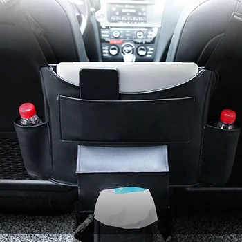 Автомобильный Держатель сумки Органайзер для спинки сидений из искусственной кожи, сетчатая сумка большой емкости для хранения Телефона, карман для документов