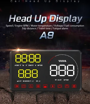 Автомобильный монитор OBD2 Система A9 5,5-дюймовый HD-дисплей Системы предупреждения о скорости, цифровой головной дисплей, многофункциональный