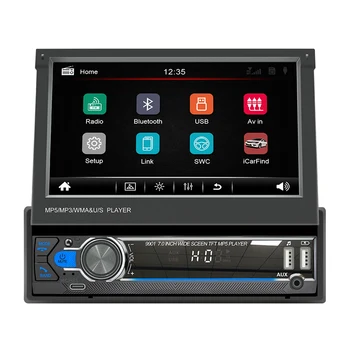 Автомобильный мультимедийный плеер с телескопическим экраном 1 Din, автозвук, стерео, FM-радио, Bluetooth, автомагнитола 1 DIN, 7-дюймовый автомагнитола, Bluetooth.