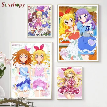 Аниме-живопись высокого качества Aikatsu! Холст, плакат, домашний декор на стену, без рамки, 50x75 см, 60x90 см