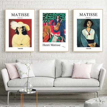 Анри Матисс Абстрактные картины с портретом человека Художественные работы на холсте Современные плакаты середины века Галерея настенного искусства Декор