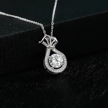 Блестящий выбор, сумочка для благословения из стерлингового серебра S925, ожерелье с бриллиантом Mosan в один карат, Tik Tok с онлайн-знаменитостью
