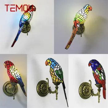 Бра TEMOU Tiffany Parrot со светодиодным креативным дизайном, прикроватное бра, птичий светильник для дома, гостиной, спальни, декора прохода