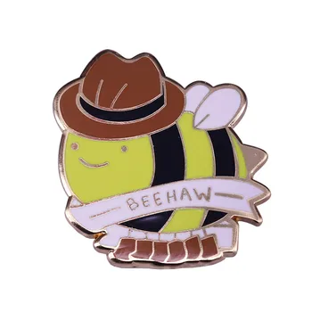 Булавка Cute Cowboy Bee с твердой эмалью - идеальный подарок для спасения пчел, любителей ковбойской культуры и забавных насекомых!
