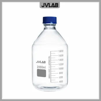 Бутылка для реактивов 2000 мл, сменная бутылка из прозрачного стекла, бутылка Duran, лабораторная посуда объемом 2 л, горловина GL45