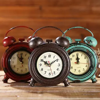 Винтажный будильник, аналоговые настольные часы с кварцевым механизмом, работающие на батарейках, для украшения бара в спальне, гостиной.