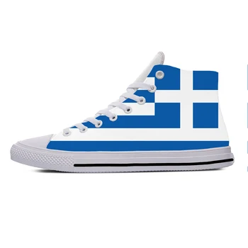 Высокие кроссовки с флагом Греции, мужская Женская повседневная обувь для подростков, парусиновые кроссовки для бега с 3D принтом, дышащая легкая обувь