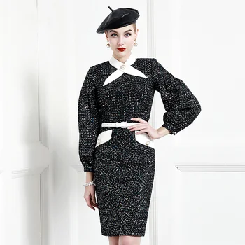 Высококачественное Ретро-платье Знаменитостей Xiaoxiangfeng, Женское Весенне-осеннее платье 2021 года, платье Хепберн
