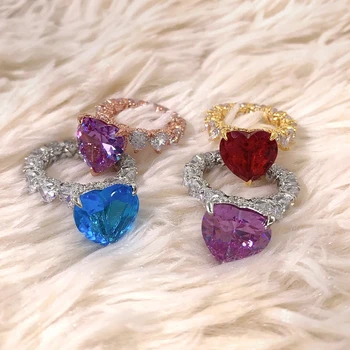 Высококачественные искусственные украшения из серебра 925 пробы, кольцо с драгоценным камнем в минималистичном стиле для женщин, подарок для девочек на вечеринку 2023 года