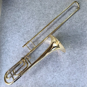 Высококачественный тенор-тромбон Bach Bb-F # Tune, покрытый золотым лаком, новый музыкальный инструмент Bb Trombone, бесплатная доставка