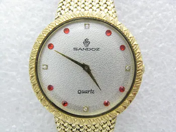 Вязаная цепочка из пшеничного колоса Sandoz, Рубиновые швейцарские кварцевые нейтральные часы