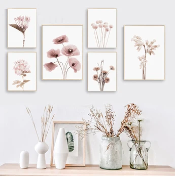 Галерея плакатов и принтов с ботаническими цветами, настенное искусство, холст, живопись, настенные панно с растениями для домашнего декора гостиной