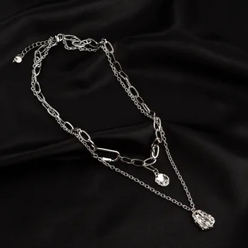 Двухслойное ожерелье с подвеской неправильной геометрической формы с украшениями для вечеринок 