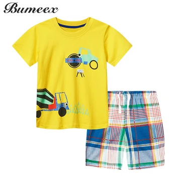 Детская одежда Bumeex, одежда с героями мультфильмов для маленьких мальчиков, Летняя футболка + шорты для мальчиков, костюм 4, 5, 6, 7 лет, модная одежда