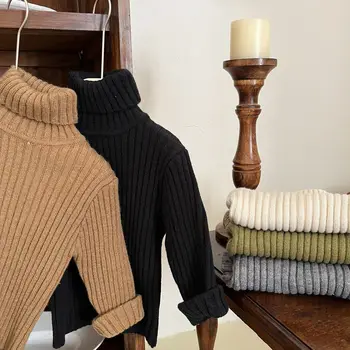 Детские свитера с раскосыми глазами осень 2022 новый частный свитер pit pure color с черепашьим вырезом, эластичная линия верха без подкладки